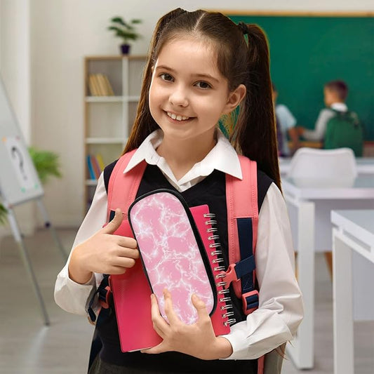 Lightning Large Pencil Case Big Capacity Pink Pencil Pouch for Girls Boys Teen Women Men Adult, Portable Kids Pencil Bag with Zipper, Stationery Storage Pen Bag for School Supplies Office Organizer