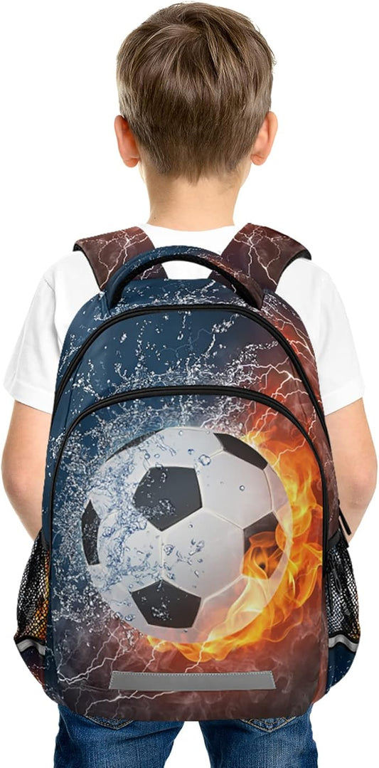 Football Boys Backpack Soccer Ball Elementary School Bookbag Kids Travel Rucksack Laptop Bag