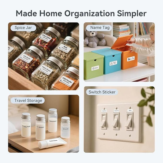 DEEPIN Label Maker Machine Portable Bluetooth Label Maker with Tape, Thermal Label Printer Multiple Templates for Phone, Mini Label Sticker Printer for Business Office Organization (Grey)