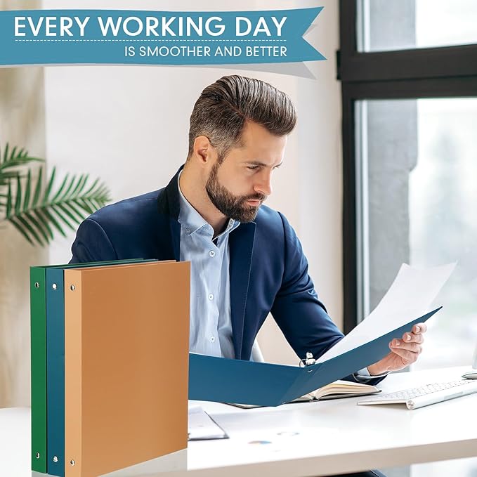 Ctosree 10 Pack Colored 3 Ring Binder with 2 Pockets Hardcover Loose Leaf Binder for Women Men Teacher Student School Office Home Supplies, Fits 11 x 8.5 Size Paper, 10 Colors(0.5",Business Color)