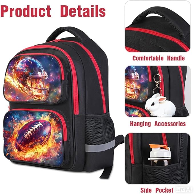 Kids Backpack for School - 17 Inch 3D Reflective Cartoon Bookbag with Dual Zippers, Ergonomic Design for Boys & Girls Ages 6-18 | Durable 600D Polyester Children's Backpack