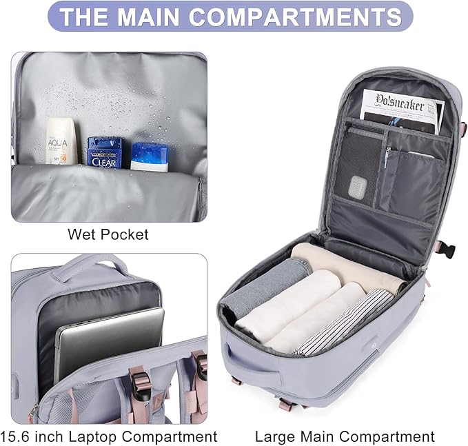 Large Travel Backpack For Women Airline Approved Carry On Backpack Flight Approved Waterproof Sports Luggage Backpack Casual Daypack Small Hiking Backpack