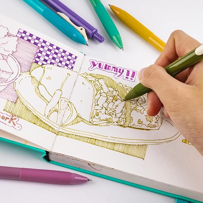 WRITECH Retractable Gel Pens Quick Dry Ink Pens Fine Point 0.5mm 10 Assorted Unique Vintage Colors For Journaling, Drawing, Doodling, and Notetaking (Vintage 2)