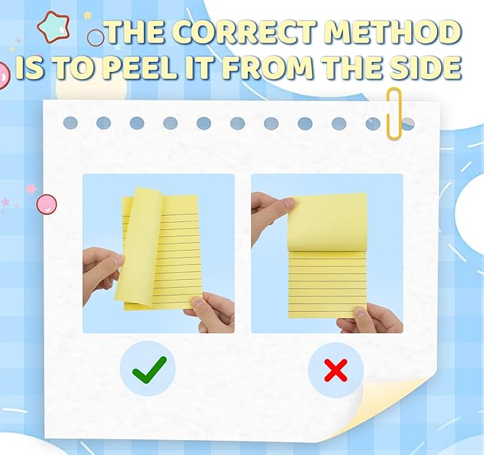 (8 Pads) Agoer Lined Sticky Notes 4x6 in, Light Yellow Self-Stick Notes Pad with Blue Lines, Ruled Sticky Notes for Office, School, Home, 50 Sheets/Pad, 80gsm Paper, Strong Adhesive Memo Pads