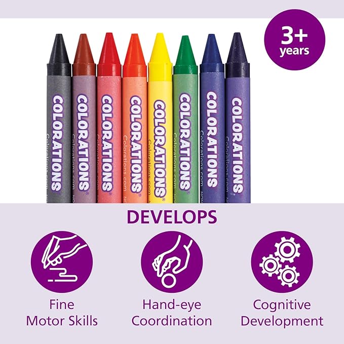 Colorations Large Crayons - 8 Colors, Set of 400 (Item # CLBIGS)