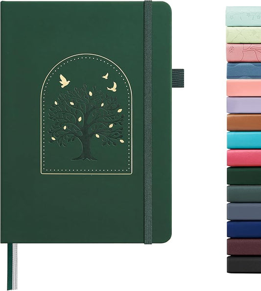&And Per Se Lined Journal Notebook for Women&Men with Pattern, 160 Pages 100GSM Thick Paper, A5 Hardcover Journals for Writing(Dark Green)