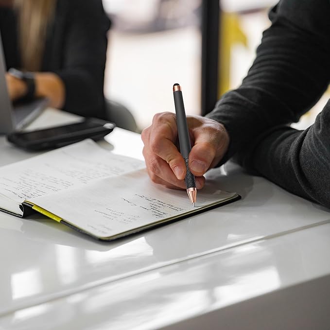 Linbsunne Black Gel Pens 0.7mm Medium Point Pen Office Pens 2-in-1 Stylus Pens for Touch Screens Gel Ink Rollerball Pens for Writing (18 Pack-grey)