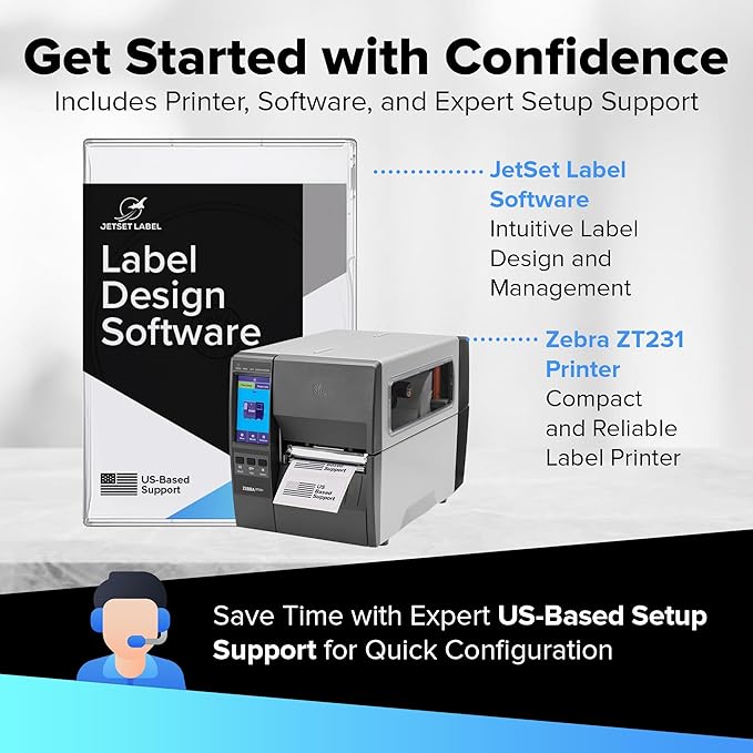 Zebra ZT231 (Zebra ZT230 Replacement) | Thermal Transfer & Direct Thermal 203 DPI | ZT23142-T01000FZ | USB, Serial, Ethernet, Bluetooth Connectivity, Tear Bar