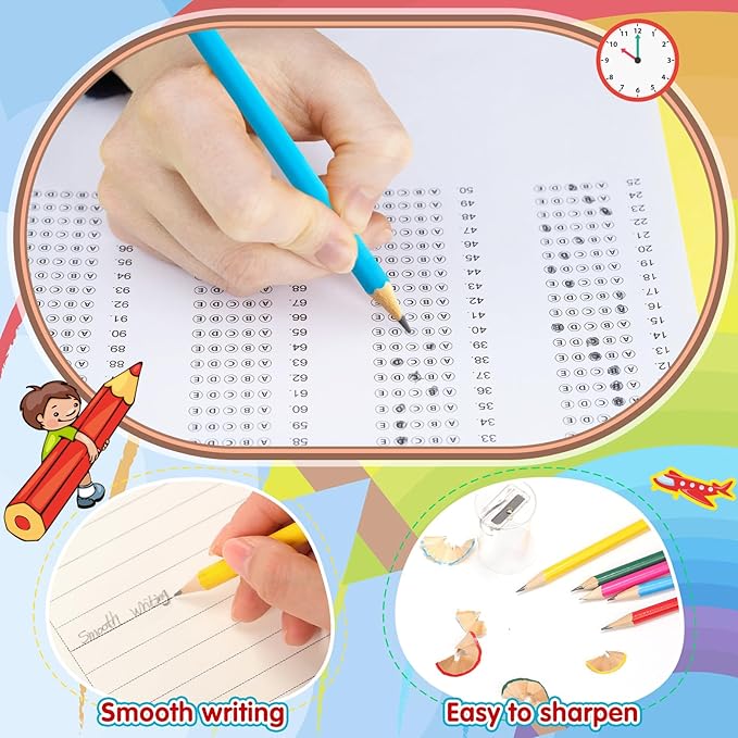 6 Pack 72pcs #2 HB Pencils Bulk in Tube with Sharpener Assorted Colors Wood-cased Pre-sharpened Pencils for Kids Student Back to School Supplies Classroom Prize Party Favor Gifts(6 Color)