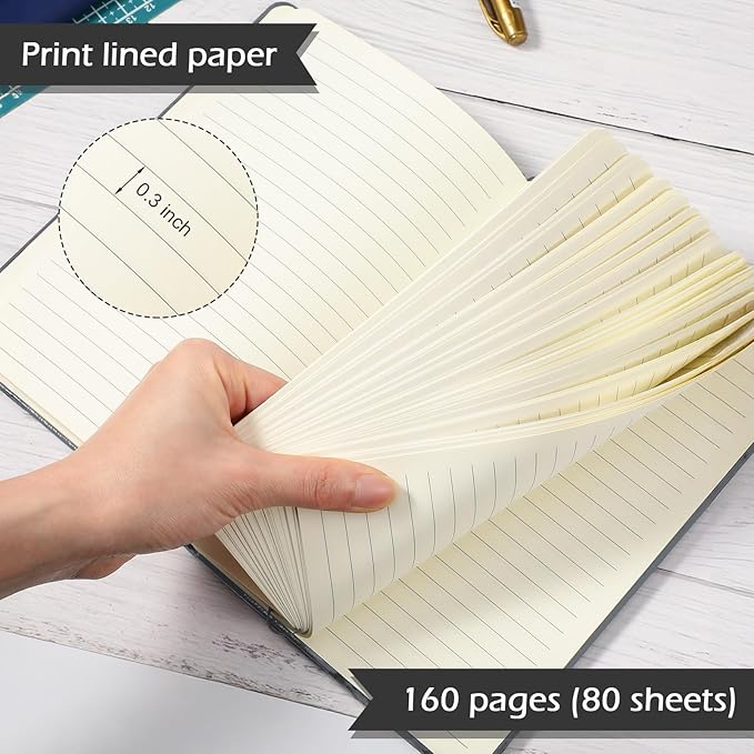 Honoson 20 Pack Lined Journal Notebooks A5 Hardcover Executive Notebook 5.5" x 8.3" PU Leather Wide Ruled Journals Bulk with Elastic Band for Home Business Office School Supplies(Gray)