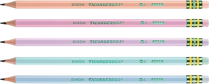 Ticonderoga® Pastel Pencils, #2 Soft, Assorted Colors, Pack of 10 Pencils