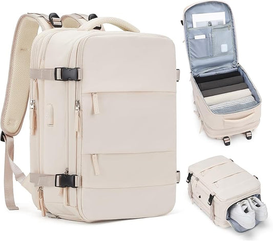 Casual Backpack Traveling Backpack, A-beige, Expandable, Travel Backpacks