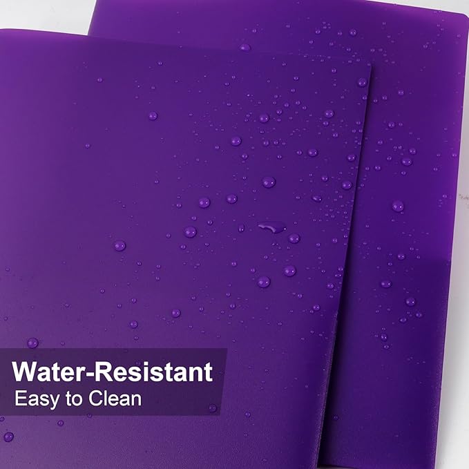 12-Pack Plastic Folders with Pockets,2-Pocket Poly Folders Holds 8-1/2" x 11" Paper for School/Office/Home, Purple