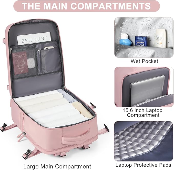 Large Travel Backpack for Women Airline Approved Carry on Backpack for Airplanes Mochila De Viaje Personal Item Travel Bag Spirit Airlines Personal Item Bag 18x14x8 Backpack for Traveling on Airplane