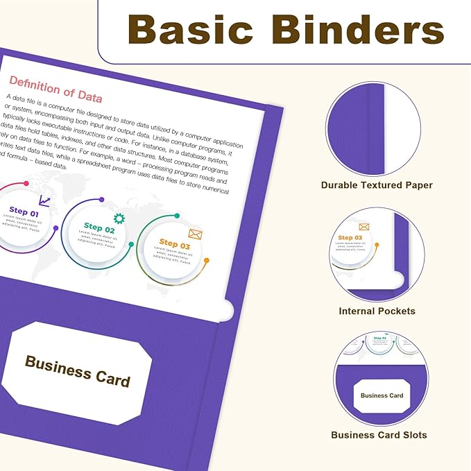 Folders with Pockets, LAYZZ 30 Pack Paper Pocket Folders, 2 Pocket Folders Fits Letter Size Paper, for School Office and Home (Purple)