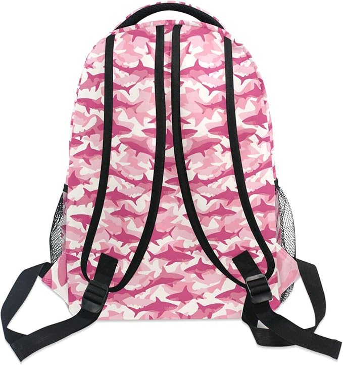 Pink Sharks Backpack for School Student Laptop Travel School Bag for Boys Girls Daypack