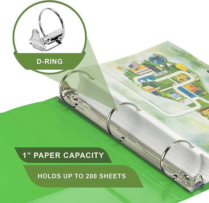 Samsill Plant-Based 2 Inch Durable Round Ring, Made in USA, View Binder, Eco-Friendly, USDA Certified Biobased, Single, Lime Green