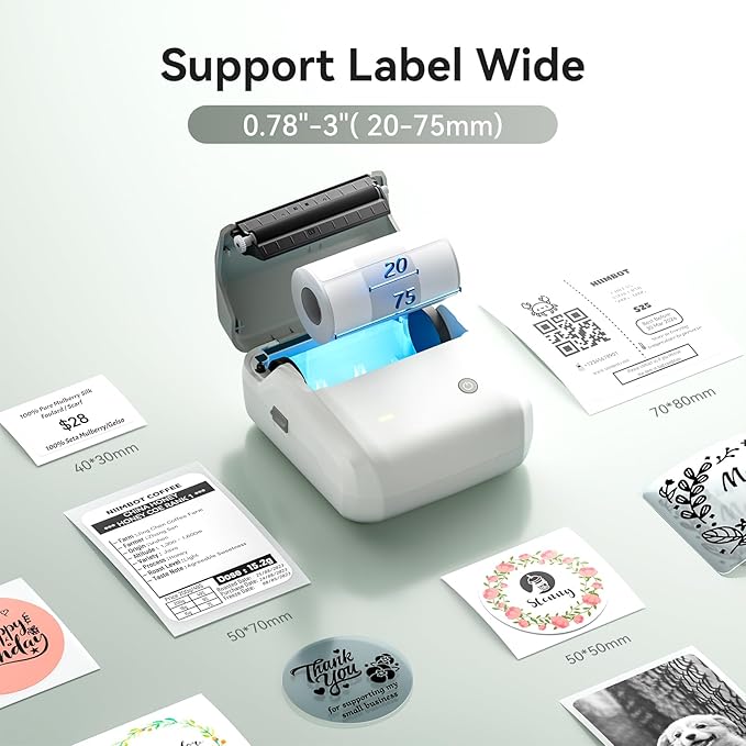 NIIMBOT B31 Label Maker Machine with Tape, 3 Inch Portable Label Printer for Barcode, Address, Logo, Tag Labeling, Thermal Sticker Maker Compatible with Smartphones & PC, Grey White