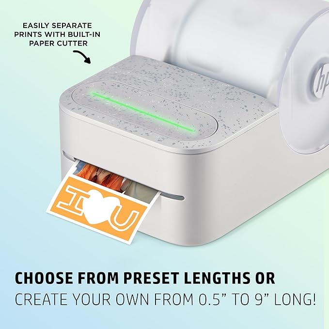 HP Sprocket Panorama Instant Portable Color Printer (White) 2” x .5”- 9” Zink Sticky-Backed Paper -Create Personalize Prints, Photobooth Strips, Labels & Custom Designs in The App