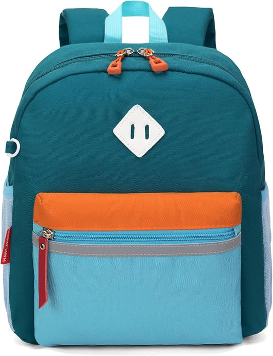 HawLander Little Kids Backpack for Boys Toddler School Bag Fits 3 to 6 years old, 12 inch, Blue