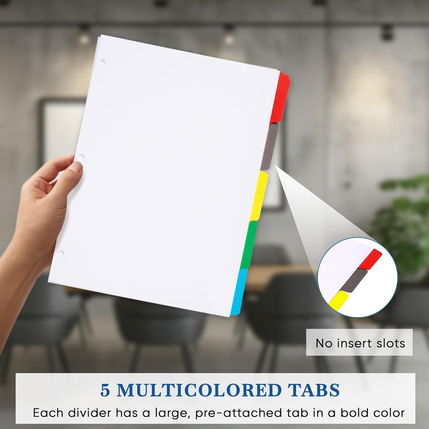 LUX Binder Dividers - Pack of 120-5 Tabs Binder Dividers for 3 Ring Binders - Multicolored Writable Tabs & Letter Size Paper Binder Divider - Ideal for School, Office, Home & Business Organization