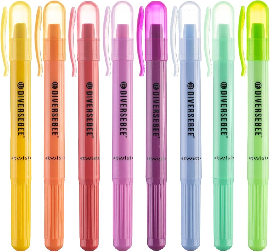 DIVERSEBEE Bible Highlighters and Pens No Bleed, 8 Pack Assorted Colors Gel Highlighters Set, Cute Bible Markers Study Journaling School Supplies and Accessories (Sorbet)