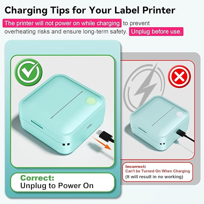 Label Maker Machine with Tape - 14 Sizes (0.47-2") Bluetooth Thermal Label Printer, Mini Sticker Maker for Home,Office,Organization, Portable Sticker Printer Print Pod for Phones(Light Blue)