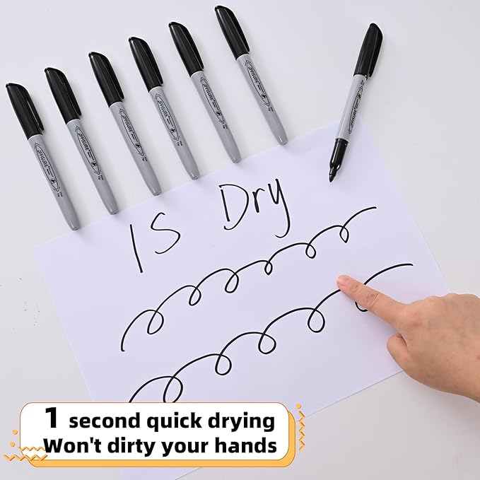 Permanent markers, 40 packs permanent markers bulk, quick drying in one second, smooth, not easy to erase, durable, can be marked on glass, tiles and cloth, office supplies,Gray shell