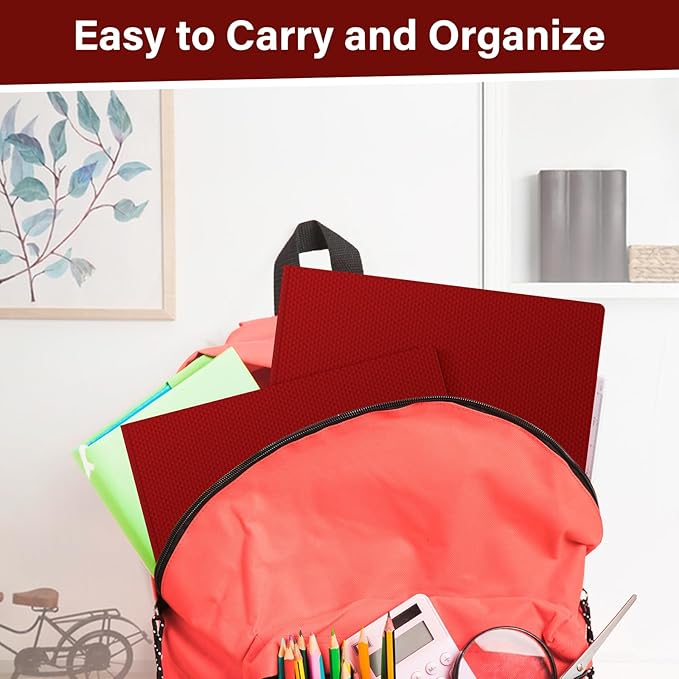 60-Pack Plastic Folders with Pockets and Prongs,2-Pocket Folders with 3 Fasteners, Poly Folders Holds 8-1/2" x 11" Paper for School/Office/Home, Red