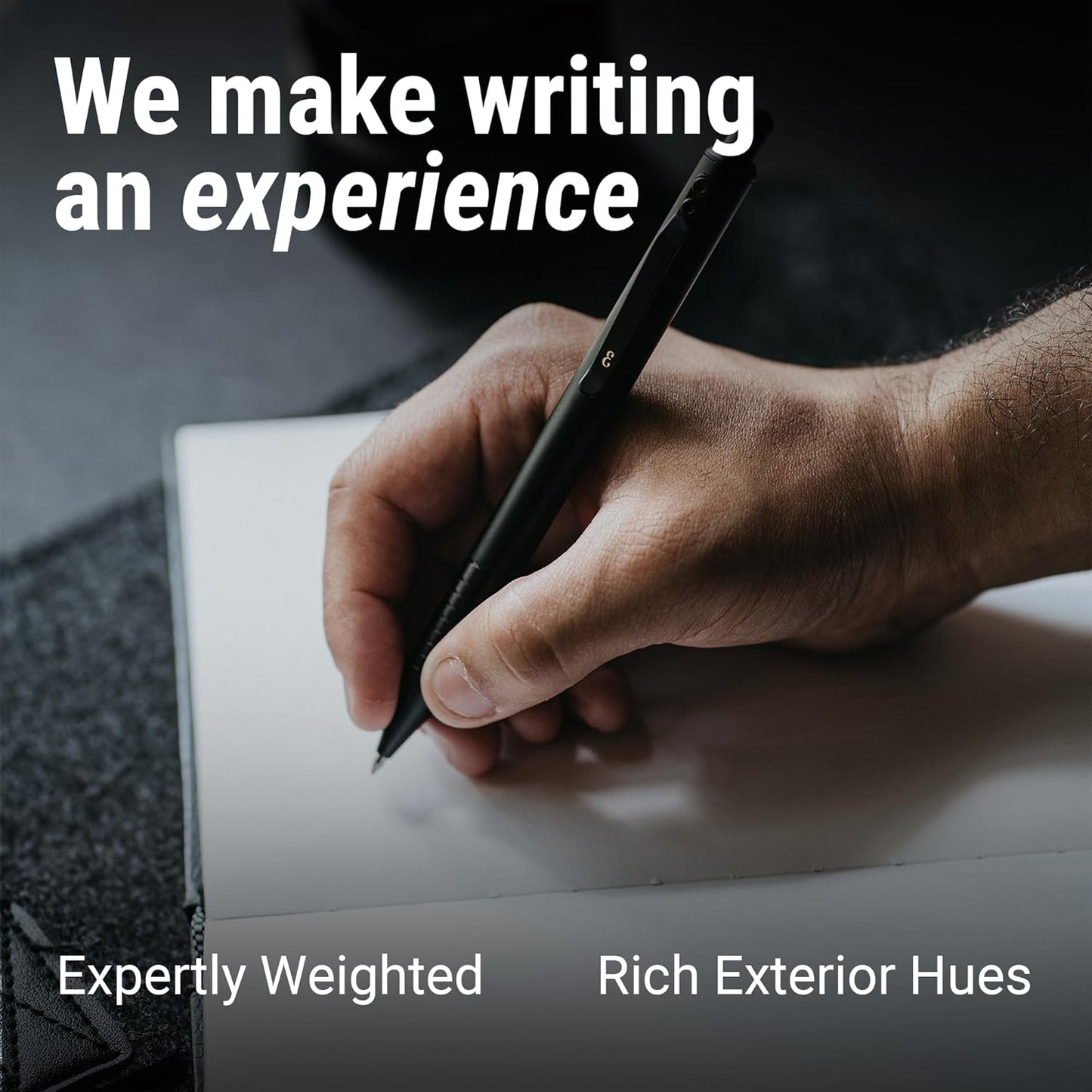 Everyman Grafton Full Click Refillable 0.7mm Ball Point Pen, Black | Sleek Anodized Aluminum EDC Pen with Deep Grooved Grip | Smooth Writing Pocket Pen for Office, Travel, Gifting & Daily Use