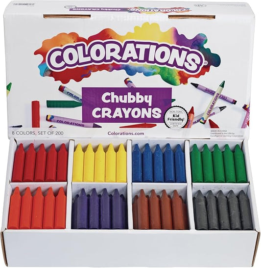 Colorations Chubby Crayons for Kids Set of 200 Rainbow Crayons Classroom Supplies (2-11/16"L x 9/16"Dia), Yellow