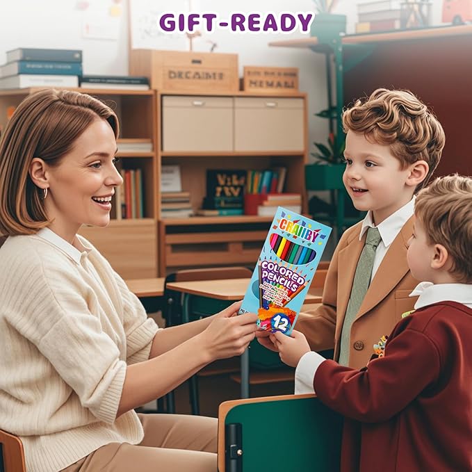 Premium Colored Pencils, Soft Core, 144 Count (Pack of 12), 12 Colors Pre-sharpened Color Pencils Bulk, Back to School Supplies, Classroom Prizes