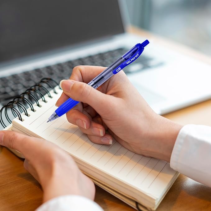 EYEYE G-103 Retractable Gel Blue Pens 0.7mm, 10 Pack Medium Point Ballpoint Pen Quick Drying, Pen Fine Point Smooth Writing Pens for Office School Supplies