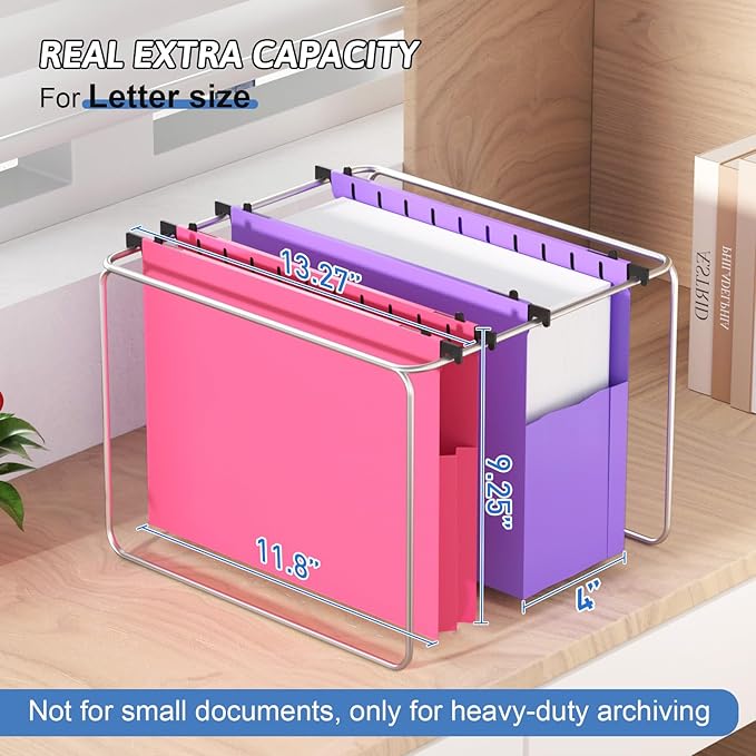 Plastic Extra Capacity Hanging File Folders,6 Pack Heavy Duty 4" Expanding Pocket with Movable Dividers,Large Hanging Folders,Letter Size Filing Cabinet,Adjustable Tabs,for Bulky Files,Colorful