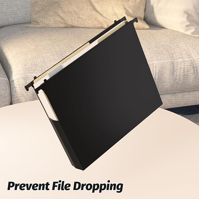 Extra Capacity Plastic Hanging File Folders,12 Pack Reinforced Hang Folders Letter Size,Accordian Pocket,Heavy Duty 2 Inch Expansion,Hard Hanging Folder Organizer for Office Home,Black