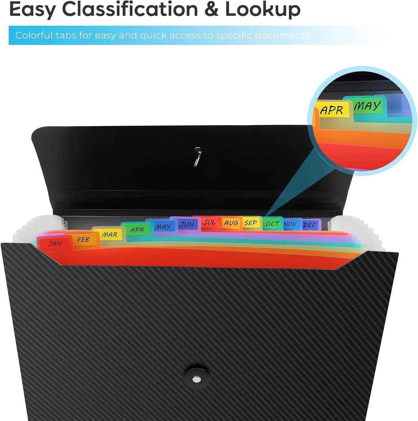 Accordion File Organizer, Expanding File Folder for Sorting Documents and Papers, 13 Pockets File Storage Organizer for Home, Travel and Office Use (Black)