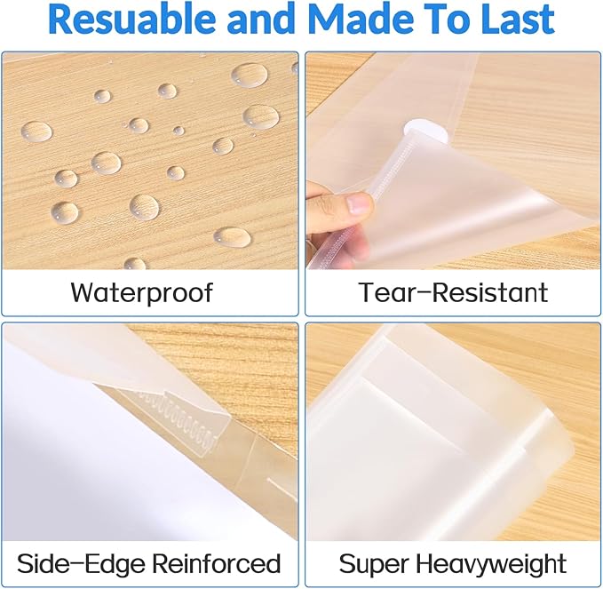 Sooez 6 Pack Plastic Envelopes File Folders, Rainforced Clear Folder Important Document Organizer, A4 Letter Size Bill Receipt Paper Holder Organizer Folder with Closure for School Office