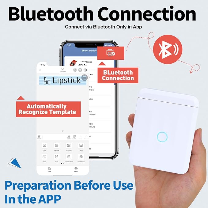 LMASBLTER D110M Label Maker Machine with Tape Portable Bluetooth Sticker Label Printer with Different Fonts Easy to Use Ideal for Home Office Organization Small Business Supplies USB Rechargeable