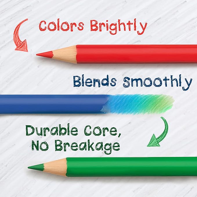 Darice Colored Pencils Bulk, 24 Packs (288 Count) 12 Colors, Pre-Sharpened Kid Coloring Book Pencils Set, Arts & Crafts Back to School Supplies for Kids
