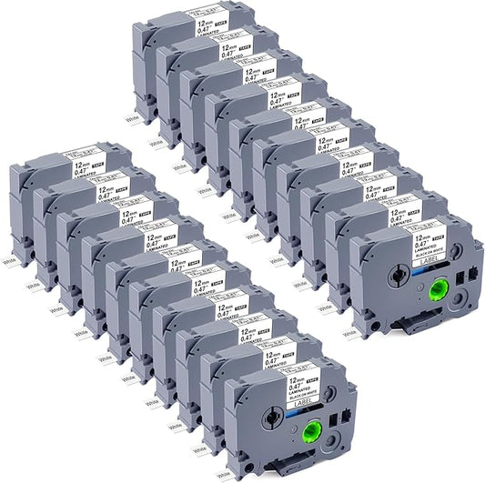 Replace for Brother Label Maker Tape TZe-231 TZe231 Label Tape, 12mm 0.47 Inch Laminated White TZ Tape Refills Compatible P Touch T-D210 PT-D220 PT-D200 PT-H110, 1/2 Inch * 26.2ft, 20-Cartridges