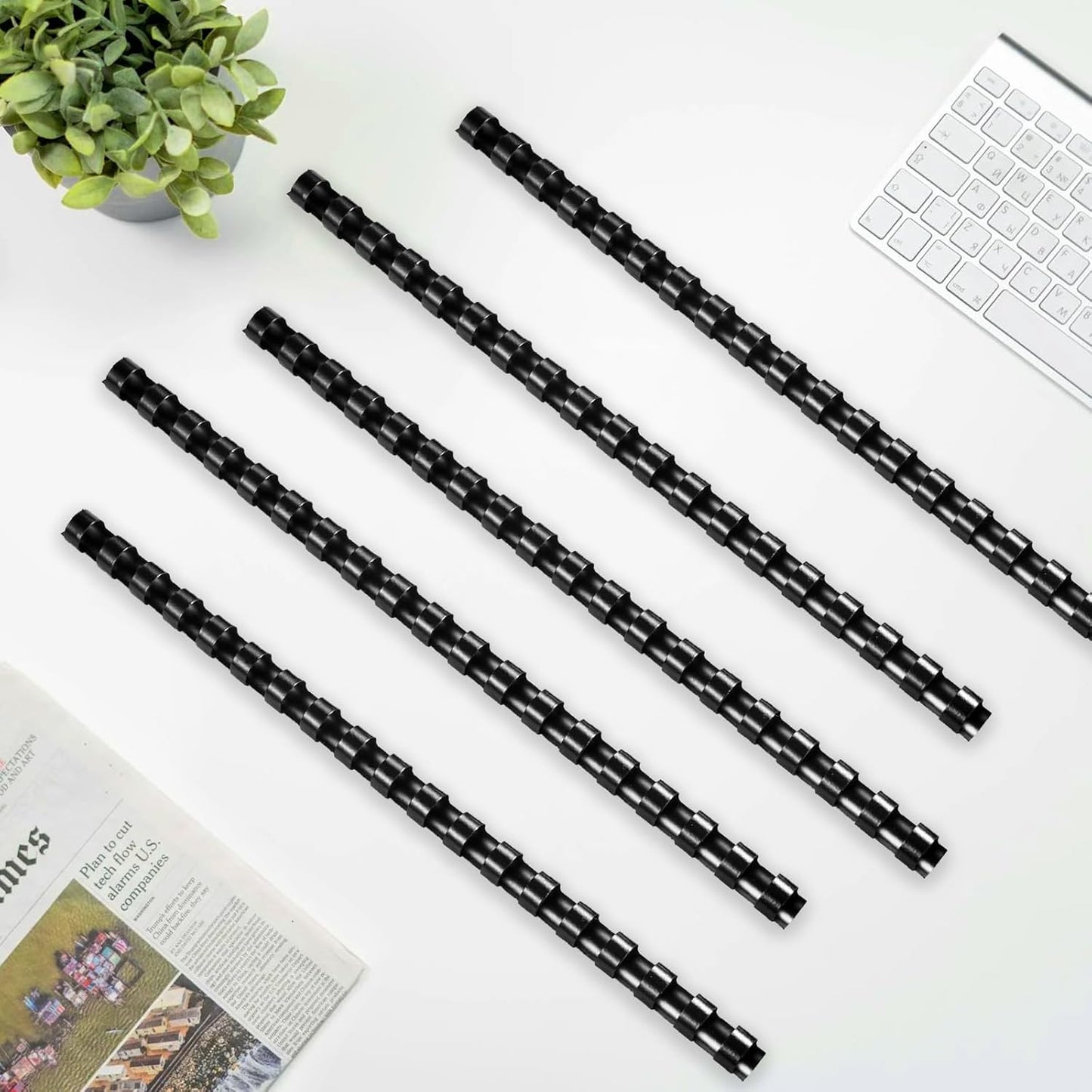 HOUYEE 3/8 Inch Plastic Binding Comb 19 Ring, 60 Sheet Capacity, Letter Size Black Comb Binding Spines (50 Pack)