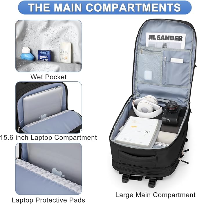 Casual Backpack Traveling Backpack, A-black, Expandable, Modern