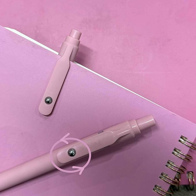 thinkor Gel Pens, 6 Pcs 0.5mm Quick Dry Black Ink Pens Fine Point Smooth Writing Pens, Cute Office School Supplies Gifts for Women (6 Pcs Pink -Black Ink)