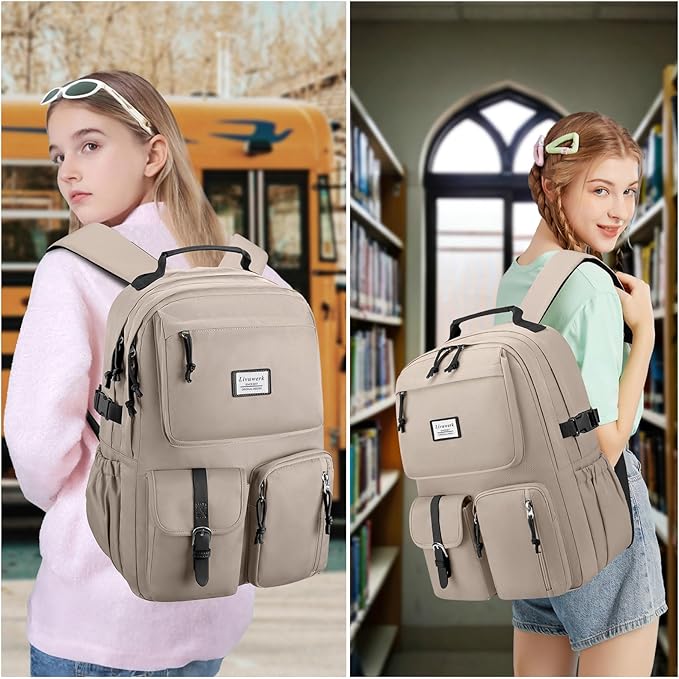 School Laptop Backpack for Girls Bookbag: Large Capacity Elementary Middle High School Book Bag 15.6 Inch Casual College Backpacks Waterproof Travel Back Pack Student Bookbags for Teen Kids Boys Women