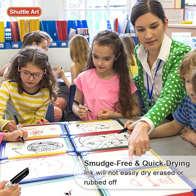 Shuttle Art Wet Erase Markers, 15 Pack Red 1mm Fine Tip Smudge-Free Markers, Use on Laminated Calendars, Overhead Projectors, Schedules, Whiteboards, Transparencies, Glass, Wipe with Water