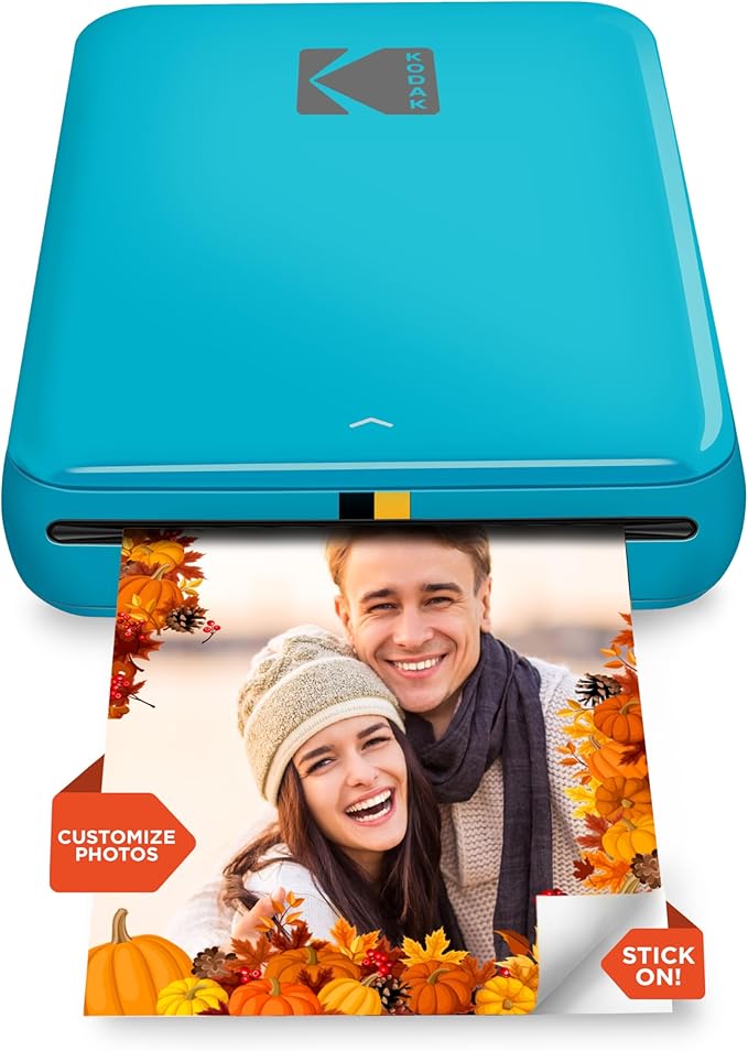 KODAK Step Instant Smartphone Photo Printer - Portable Mini Color Wireless Mobile Printer - Zink 2x3” Sticky-Back Photos - Bluetooth Compatible with iOS & Android Devices - Fun Editing App - Blue