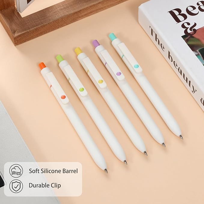 FIOVER Gel Pens, 5pcs 0.5mm Quick Dry Black Ink Fine Point Smooth Writing Pens High-End Series Ballpoint for Office School Supplies, Gifts for Women and Men