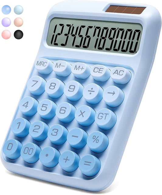 Desk Calculator,12 Digits, Large LCD Display,Big Buttons,Solar and Battery Dual Power Desktop Calculators,Cute and Aesthetic (Ombre Blue, M)