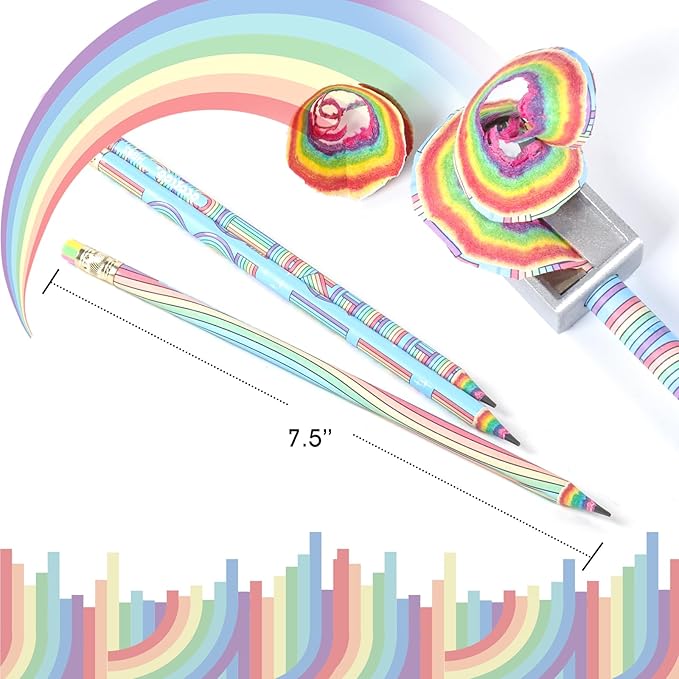 ECOTREE Pencils #2 Pre-Sharpened Pencils for Kids Cute Rainbow Pencil Number 2 Pencil for School, Writing, 12 Count