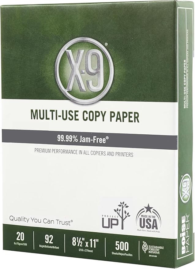 (8.5"" x 11"" Letter) - X-9 Multi-Use Print & Copy Paper, White, Brightness 92, Case of 10 Reams - 5,000 Pages Total (OX9001-CTN)